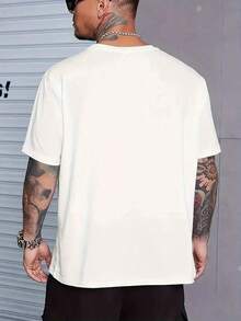 Men's Soft, 100% Cotton T-Shirt, New Summer Style, Casual, Short-Sleeved, Printed, Slightly Stretchy, With A Ribbed Crew Neck, Comfortable And Breathable. This Breathable Cotton T-Shirt Goes With Everything, Great For Any Occasion. - 白色 - 查看 2