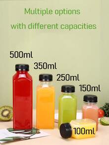 5/10 piezas Botellas de jugo de plástico transparente, Frasco de condimentos portátil, Botellas de plástico pequeñas para líquidos, Botellas de almacenamiento de jugo con tapa, Recipiente de bebida transparente, Utilizado para jugo, batidos, bebidas, Recipiente para bebidas apto para congelador, a prueba de fugas, Botellas - Multicolor - Ver 2