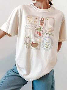 Camisa Cottagecore, Camisa de Goose, Camisa de Jardinería, Camisa de Primavera Verano, Regalo para Ella (2) - Blanco - Ver 8