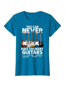 You Can Never Have Too Many Guitars Funny Guitar Player Gift T-Shirt - 黑色 - 查看 6