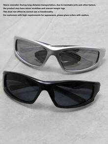 1/2pcs Plastic Y2K Wrap-Around Punk Women Glasses Combination For Cycling Hiking Rave Party Musical Festival Accessories,It Is The Perfect Gift For Christmas Or Valentine's Day - Multicolor - View 1