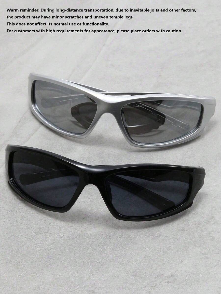 1/2pcs Plastic Y2K Wrap-Around Punk Women Glasses Combination For Cycling Hiking Rave Party Musical Festival Accessories,It Is The Perfect Gift For Christmas Or Valentine's Day - Multicolor - View 1