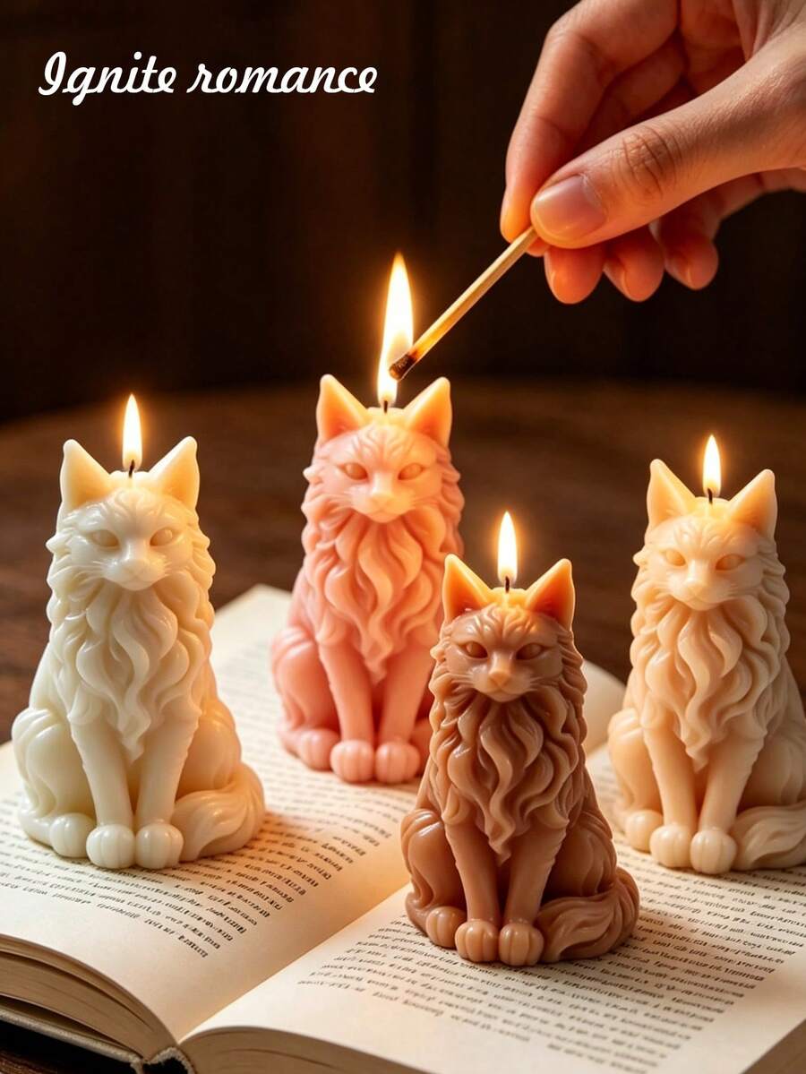 可爱猫咪香薰蜡烛 - 3D动物造型香氛，创意生日/纪念礼物，舒缓压力氛围营造器 - 貓咪-蠟燭 - 查看 1