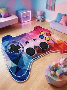 1 pieza Alfombra decorativa con forma de mando de juego de cristal, alfombra de juego linda, absorbente y antideslizante, adecuada para dormitorio, decoración del hogar, exterior, alfombra lavable - Multicolor - Ver 3