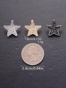 10 Peças Botões Decorativos de Metal de Alta Qualidade com Estrela de Cinco Pontas e Diamante, Adequados para Camisas, Cardigãs, Vestidos, Vestidos de Casamento, Suéteres, Jaquetas, Botões Decorativos de Costura Artesanal, DIY Sapatos, Bolsas, Caixas de Presente, Acessórios de Joalheria, Decoração de Feriados - multicolorido - Visão 3