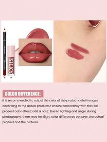 Pudaier 2-In-1 Lip Set: Moisturizing Lip Liner Pencil And Lip Gloss | Waterproof And Smudge-Proof, Defines Lip Shape, Universal Shades | Ideal Valentine's Day Gift - 02+07 - 查看 5
