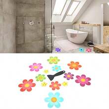 Pegatinas de bañera antideslizantes almohadillas antideslizantes en forma de almohadillas con forma de flor para el baño Tiras adhesivas de  para superficies resbaladizas - Multicolor - Ver 1