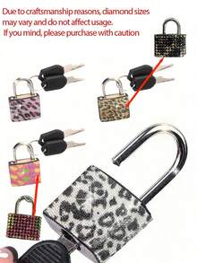 Mini Sparkling Crystal Key Lock - Metal Small Lock With 2 Keys, No Assembly Required, Luggage Lock With Keys, Storage Cabinet Lock, Small Luggage Padlock, Metal Key Lock Suitable For Luggage, Gym Lockers, Bags, School, Gifts For Birthday, Back To School, Mother's Day, Wedding, Souvenirs, Bridesmaids, Etc. - Multicolor - View 10
