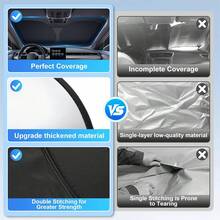 Car Sun Shade Windshield - Foldable Sun Car Window Shield 300T Coated Silver Cloth Reflective Polyester Material Blocks 99% UV Rays, Fits Most Windshields - 1PCS - View 6