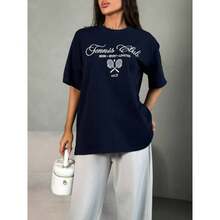 Camiseta de manga corta 100% algodón, estilo americano, moderna y con estampado único, novedad de verano, estilo Hong Kong, top casual versátil. - Negro - Ver 4