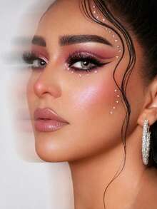 2 piezas Joyas faciales con diamantes de imitación de cielo estrellado 3D brillante, decoración de maquillaje para fiesta de festival de música DIY, adecuado para cabello, ojos, rostro y Body, set de regalo para el Día de San Valentín - Multicolor - Ver 3