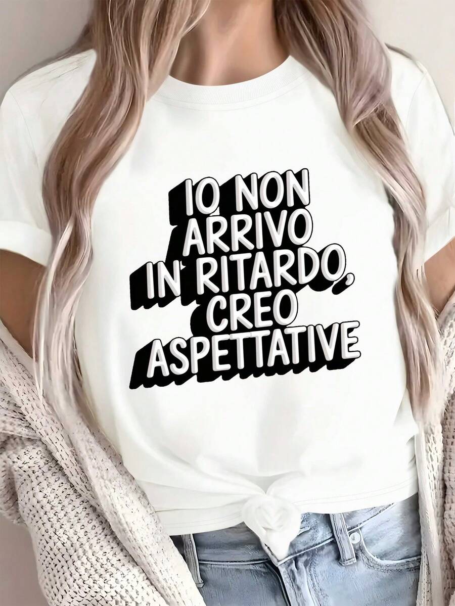 Camiseta de Mujer Pura con Codificación Geométrica - uste Casual - Tejido Suave y Transpirable, Lavable a Máquina, I para Looks Diarios y Casuales