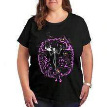 Camiseta de Arte Abstracto de Pesadilla Antes de Navidad, Talla Grande, Cuello Redondo Clásico, Esenciales de Verano, Camiseta Diaria de Mezcla de Algodón Transpirable - Negro - Ver 12