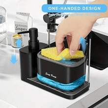 Kitchen & Bathroom Soap Dispenser Set, 5-In-1 Dual Function Hand Soap & Dish Soap Pump With Sponge Holder, Cloth Rack, Drain Rack And Brush Holder, Countertop Sink Organizer, Refillable Soap Dispenser Bottle, Dispensing Bottle, Practical Kitchen & Bathroom Tools, Kitchen Organizer, Kitchen Accessories, Bathroom Accessories, Modern Home Decor, Back To School Essentials, Ideal Holiday Gift For Family And Friends - 彩色 - 查看 8