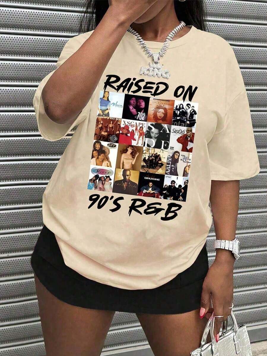 Camisetas de música de los 90, camisas casuales para mujer, blusas para mujer, camisetas para mujer, ropa de otoño para mujer, blusas - Albaricoque - Ver 1
