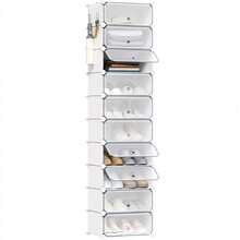 SR0052wtp - Platzsparender Schuhaufbewahrungs-Organizer Stapelbare Schuhbox für 20 Paare - Schuhschrank mitür & Haken - 40x30x170cm - Weiß - - Übersicht 1