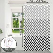 1 pieza Cortina de ducha con patrón ondulado en blanco y negro, cortina divisoria de baño, disponible en múltiples tamaños, fácil instalación con ganchos incluidos - Ondas blancas y negras - Ver 9