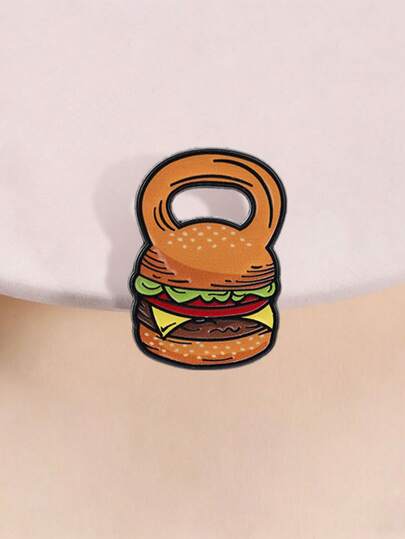 Hamburger Bell Enamel Pin, Fitness Foodie Self-Deprecating Badge, Unique Accessory For Gym Lovers, Fun And Humorous Design
