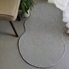 1pc Gray Wavy Pineapple Ring Shaped Rug, Minimalist Indoor Decor, Easy Care Machine Washable, Asymmetrical Shape With 1-5cm Tolerance, Bathroom Home Decor, Gray Faux Sisal Rug, Decorative Carpet, Bedroom Decor, Small Rug, Carpet, Home Decor, Living Room Rug, Living Room Small Rug, Bedroom Rug, Living Room Home Decor, Outdoor Rug, Washable Rug - F - View 4