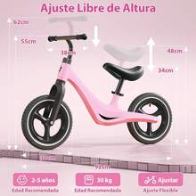 Bicicleta de Balance para Niños, Coche de Equilibrio Infantil con Pedales y Ruedas Neumáticas Amortiguadoras 12 Pulgadas, Asiento Ajustable y Manillar Completo, Edades de 2 a 5 Años - Rojo - Ver 11