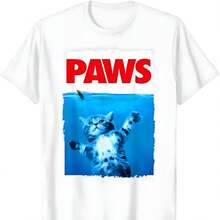 xiongying patas gato y ratón superior, lindo divertido gato amante parodia camiseta - Blanco - Ver 1