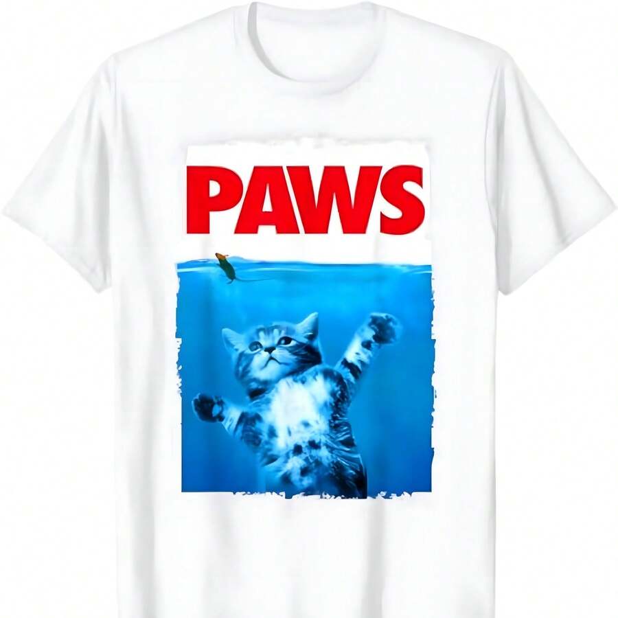 xiongying patas gato y ratón superior, lindo divertido gato amante parodia camiseta - Blanco - Ver 1