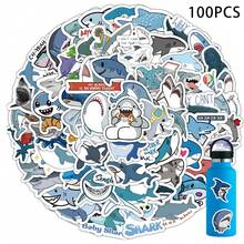 100pcs Waterproof Cute Small Shark Series Graffiti Stickers For Guitar, Skateboard, Phone Case, Laptop, Motorcycle, Car Helmet, Bicycle, Creative DIY Decorative Stickers, New Year's Gift - 1 Set - View 6