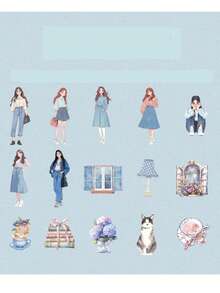 30 peças/Pacote Adesivos Decorativos de Personagem Retrô Feminino em PET à Prova d'Água para Junk Journal, Scrapbooking e Artesanato, 15 Designs de Padrão - multicolorido - Visão 13