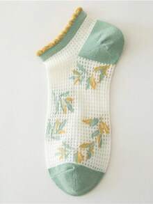 5 Pairs Random Summer Thin Floral Lace Low-Cut Breathable Cotton Socks - Multicolor - View 7