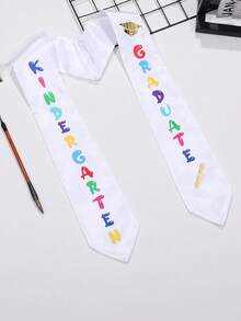 Colorful Letter Print Satin Kindergarten Graduation Sash, Suitable For Kindergarten Graduation Ceremony And Party Decoration - Multicolor - View 5
