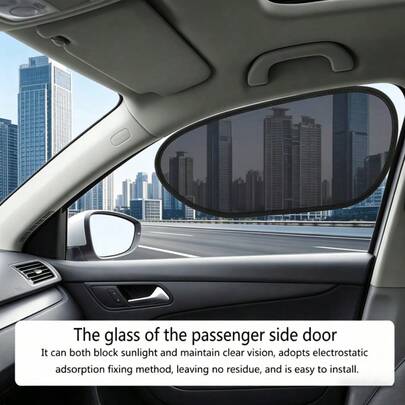 2pcs/Set Static Cling Sunshade Boards, Non-Obstructive For Driving View, Car Side Window Sun Shade, Convenient Installation On Windshield, Side Doors, Sunroof, Rear Windshield, Heat Insulation Curtain, Suitable For Sedans, SUVs, Trucks, Auto Interior Accessories