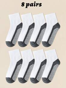 20/8/3 Pairs Classic Black White Gray Contrast Dot Non-Slip Children's Socks, Breathable Toddler Casual Crew Socks For Boys & Girls, Suitable For Spring Summer Autumn, Indoor/Outdoor Wear - Multicolor - View 34
