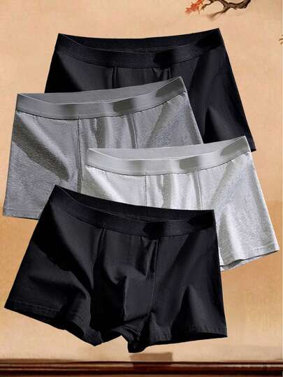 4 chiếc quần lót nam, độ co giãn vừa phải, quần boxer nam, kiểu dáng cơ bản, quà tặng thời trang, quần lót nam cỡ lớn.