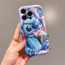 Disney Stitch Phone Case, Official Disney Lilo & Stitch Character Design, Sweet Stitch With Pink Ice Cream Cone Protective Cover. Compatible With IPhone 17, 16, 15, 14, 13, 12, 11 Pro Series, Featuring Plush-Style Stitch Licking An Ice Cream Cone On A Dreamy Purple Background, Perfect For Disney Fans And Stitch Lovers To Showcase Their Favorite Character, Ideal For Birthdays, Holidays, Anniversaries, Graduation Gifts, Or Any Special Occasion To Surprise Family, Friends, Classmates, And Loved Ones. - 白色 - 查看 2