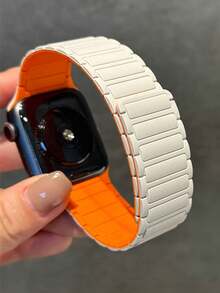 1条男女通用硅胶磁吸表带，兼容苹果手表表带，适用于38mm、40mm、41mm、42mm、44mm、45mm、46mm、49mm系列 - Ultra/11/10/9/SE/8/7/6/5/4/3/2/1系列 - 彩色 - 查看 2