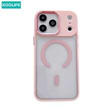 Koolife 1件装粉色磁吸透明手机壳，彩色边框防震保护套，兼容苹果17/17pro/17promax/16/15/14/13/12/11 - 粉色 - 查看 7