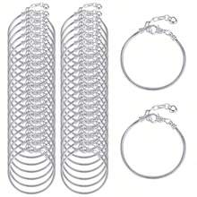 Vòng tay cơ bản màu bạc có thể điều chỉnh, vòng đeo tay thời trang tối giản, thiết kế tháo rời, phù hợp để tự làm, unisex, món quà lý tưởng. - Vòng đeo tay - Xem 9