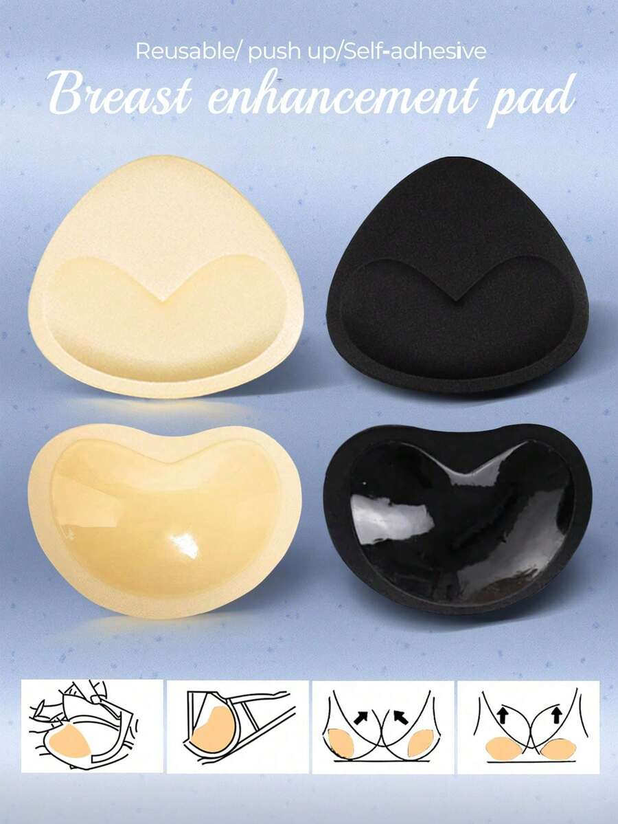 2对硅胶防水自粘式胸垫，适用于女士运动文胸、比基尼、泳衣或连衣裙，可提升胸部。 - 彩色 - 查看 1
