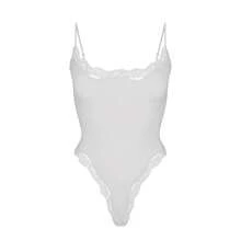 ZZL Lace Bodysuit With Square Neckline | Sleeveless Spaghetti Strap Top | Sexy Lingerie And Casual Jumpsuit For Women - 白色 - 查看 12