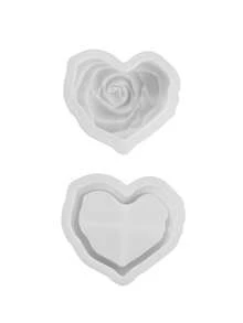 1 Set DIY Crystal Epoxy Resin Heart Rose Flower Candle Mold, Decorative Aroma Candle Mold, Heart Shaped Storage Box - Silicone Mold - View 8