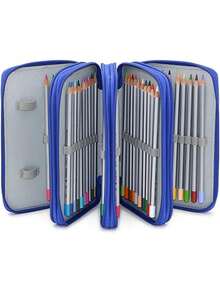 Large Capacity Zipper Pencil Case, Multi-Functional Pencil Bag, 72 Slots Color Pencil Box With 3 Big Holes For Pencil Sharpener, Eraser And Pencils - Single Piece - View 7