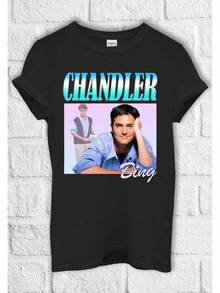 Camiseta, Sudadera con Capucha, Sudadera, Sudadera de Béisbol, Estilo Holgado, Unisex, para Hombre y Mujer, Friends Chandler Bing 2339 - Negro - Ver 6
