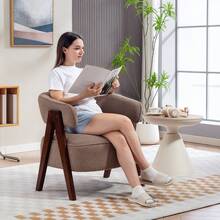 HOMCOM Modern Tub Chair, Sherpa Fleece Accent Chair, Upholstered Armchair With Solid Wood Legs And Steel Frame For Living Room Bedroom, Light Brown - Brown - View 8