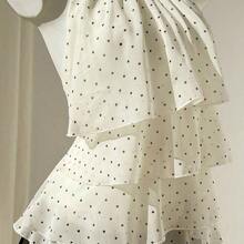 Camisa de mujer con volantes y estampado de lunares, con lazo a la cintura, estilo casual y de vacaciones, ajuste favorecedor, adecuada para la playa - Naranja - Ver 8