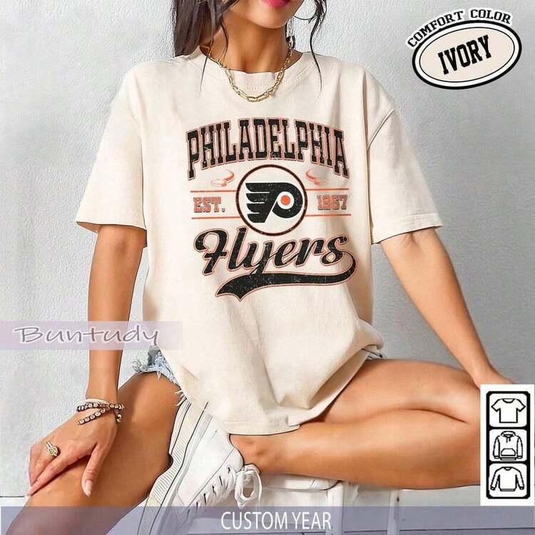 Vintage Philadelphia Flyers Hockey Jersey, Retro Philadelphia Ice Hockey Jersey, Flyers Fan Jersey. - White - View 6