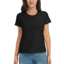 A Comfortable And Breathable Casual Blouse For Women, A Must-Have Lightweight Women's T-Shirt For Summer, Women's Casual Round Neck Short Sleeve Regular Length Tee With Leopard Print Love Heart Graphic - 黑色 - 查看 3