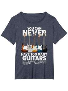 You Can Never Have Too Many Guitars Funny Guitar Player Gift T-Shirt - 黑色 - 查看 10