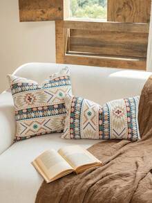 1pc Bohemian Style Pillowcase, Pattern Design, Warm & Comfortable, Decorative & Practical For Home, Living Room, Sofa - Geometric Patterns - View 4