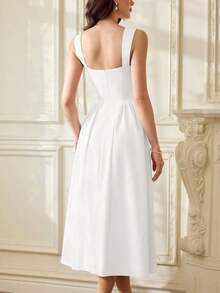 Vestido elegante vintage para mujer con bolsillos, vestido casual para té, fiesta, verano, vacaciones, vestido blanco de verano para mujer, vestido de fiesta, vestido formal con corsé, vestido de cumpleaños, vestido de invitada de boda, vestido de Pascua, vestido de primavera para mujer - Blanco - Ver 7