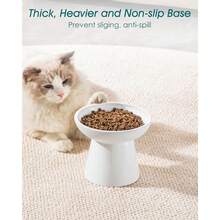 1 bát ăn cho mèo bằng gốm sứ cỡ lớn, cao 12,5 cm, thiết kế nông giúp bảo vệ ria mép, không chứa chì và cadmium, cao 10 cm, thích hợp cho mèo ăn. - nhiều màu - Xem 7